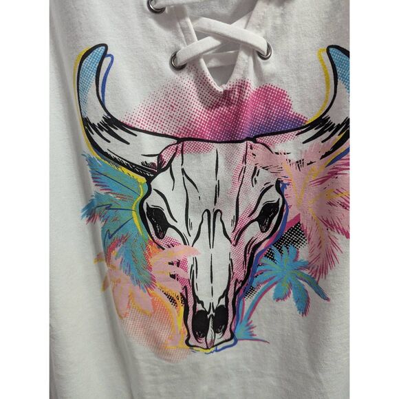 Sz 2 Torrid Lace Up Bull Skull Tank NWT - Picture 4 of 9